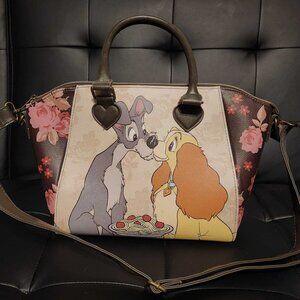 Lady and the Tramp Disney Loungefly crossbody bag Floral brown tan